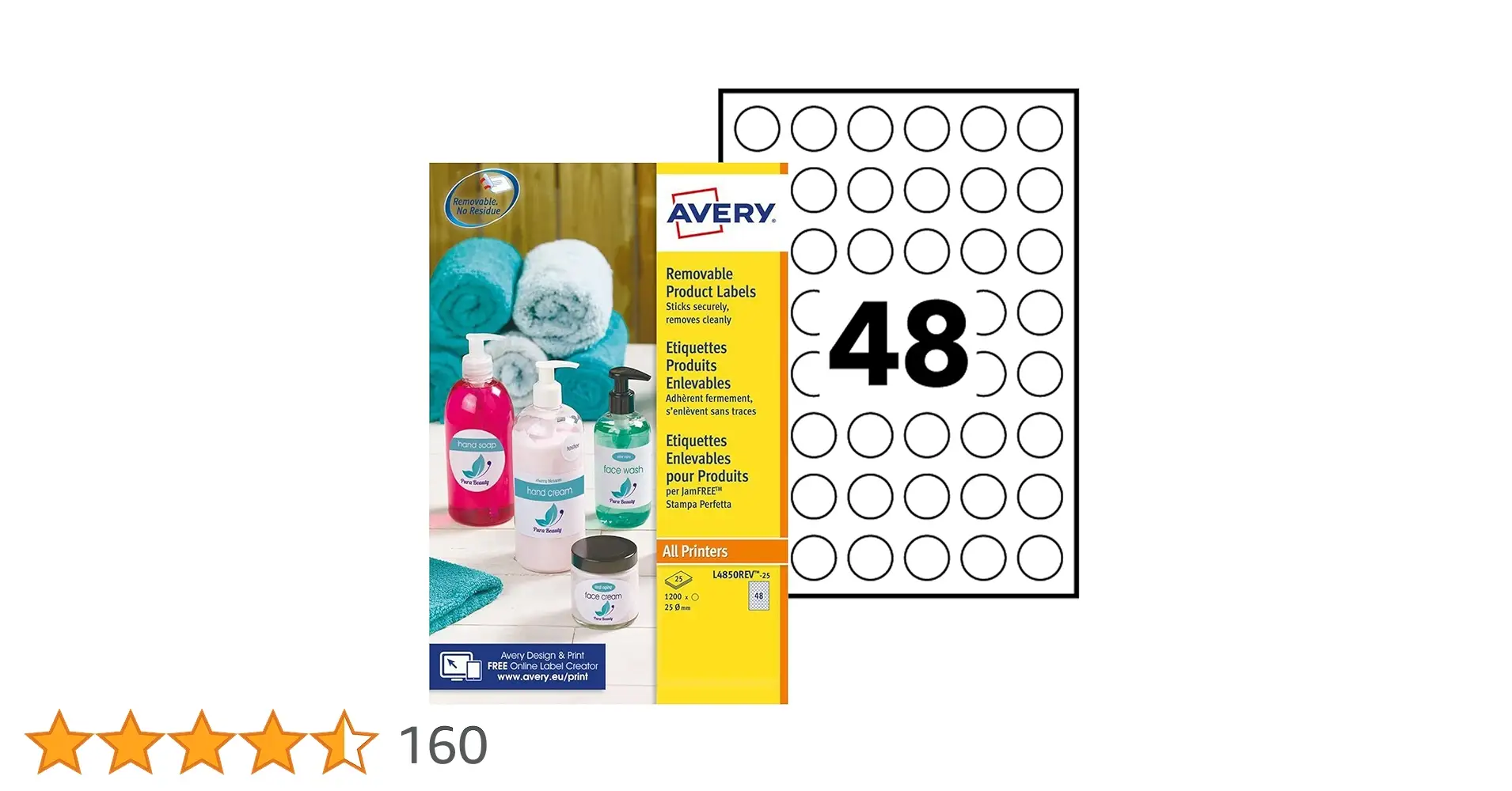 Avery 2.5 inch round labels applied to jars and tins