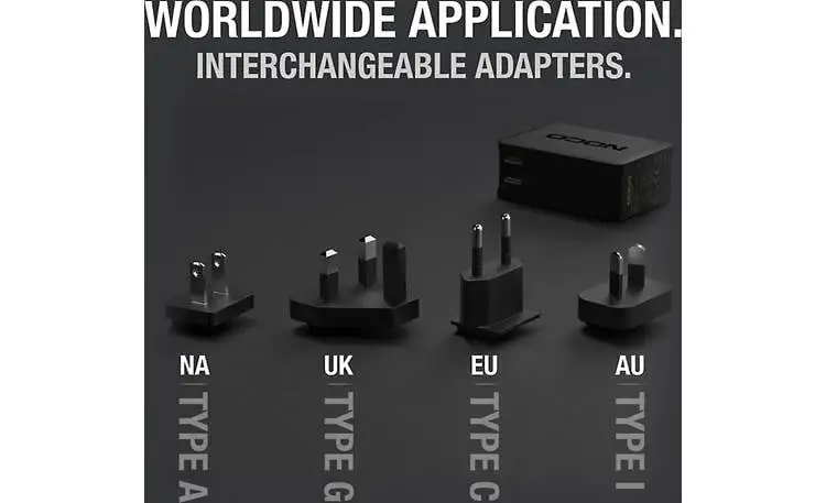 NOCO U65 USB-C charger with plug adapters