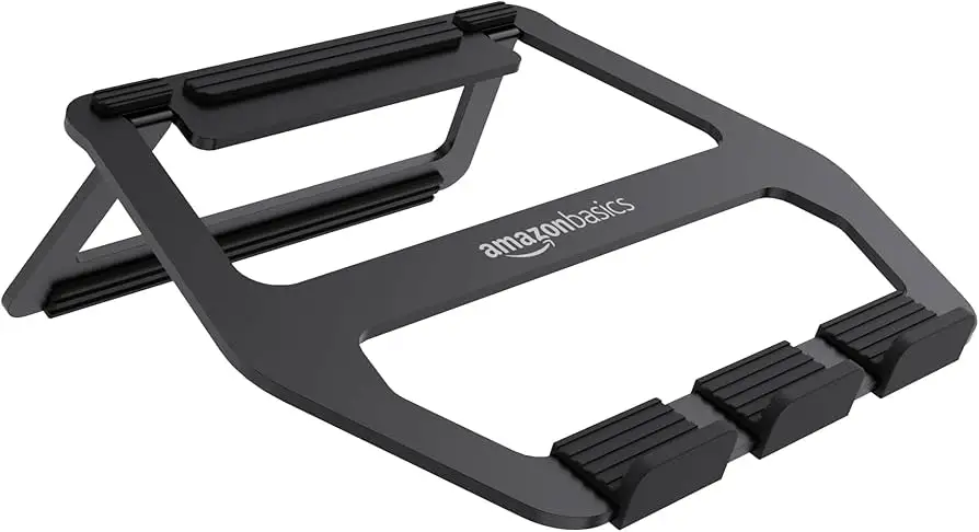 Amazon Basics aluminum laptop stand close-up view