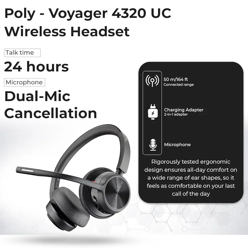 Poly Voyager 4320 UC headset accessories kit