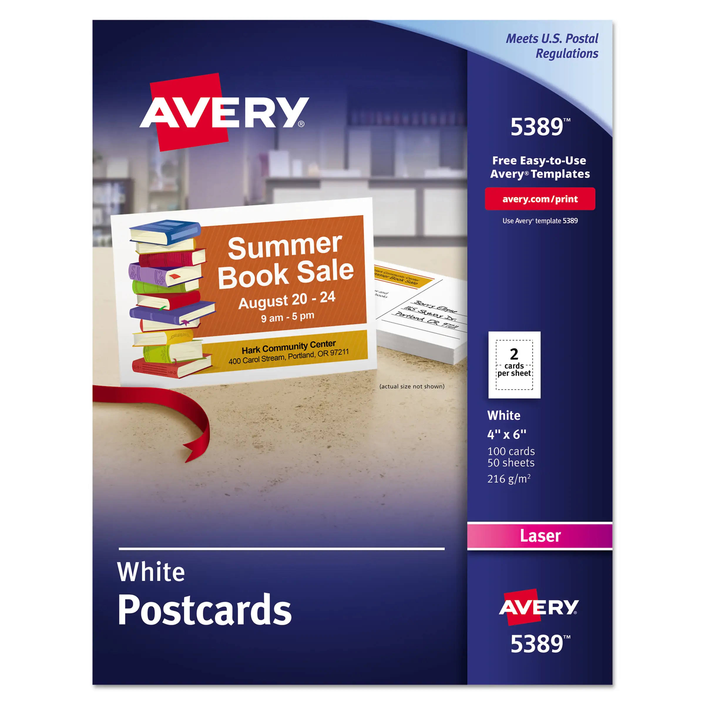 Avery 5389 postcards benefits: heavyweight, perforated, double-sided
