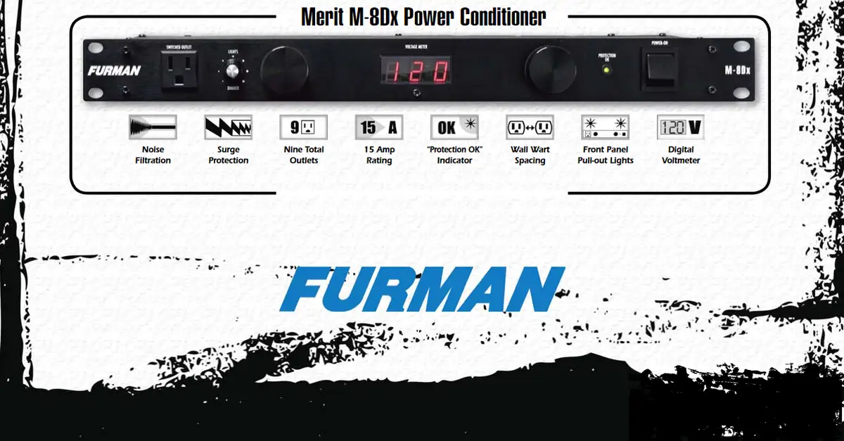 Furman M-8Dx rear panel outlets and voltmeter display