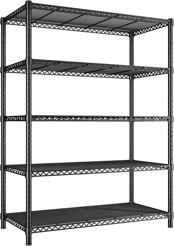 Amazon Basics 5-Shelf Rack sturdy steel wire design