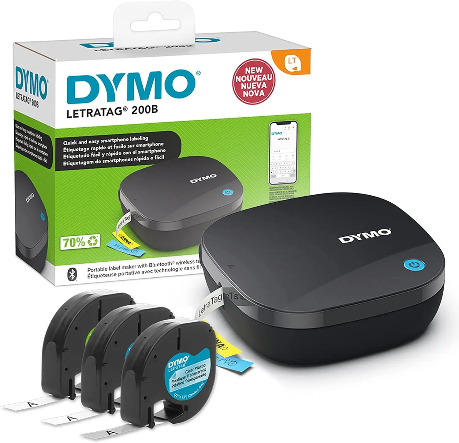 DYMO LetraTag 200B phone-typing workflow and Bluetooth printing