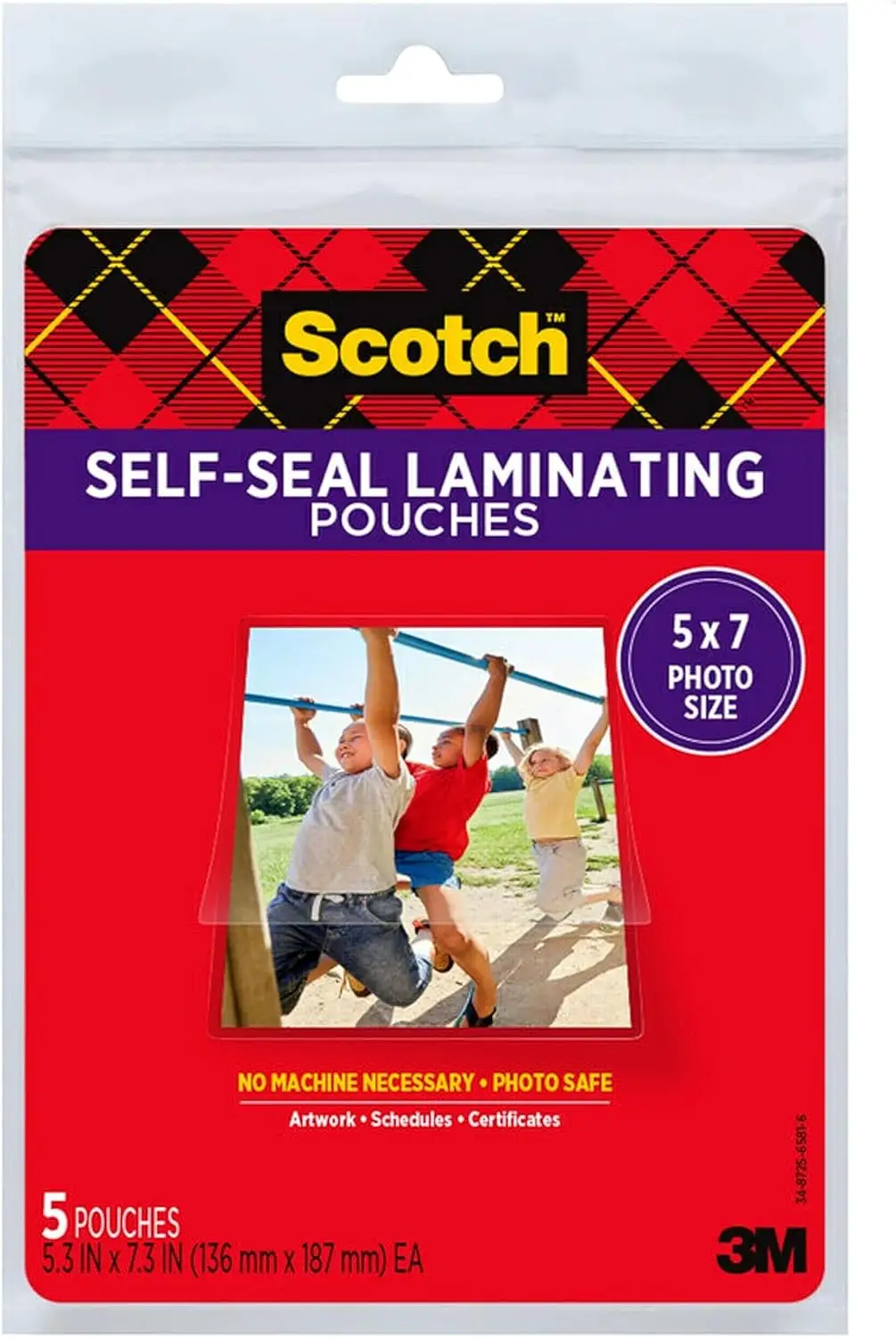 Scotch Glossy Laminating Pouch 5-Pack retail packaging