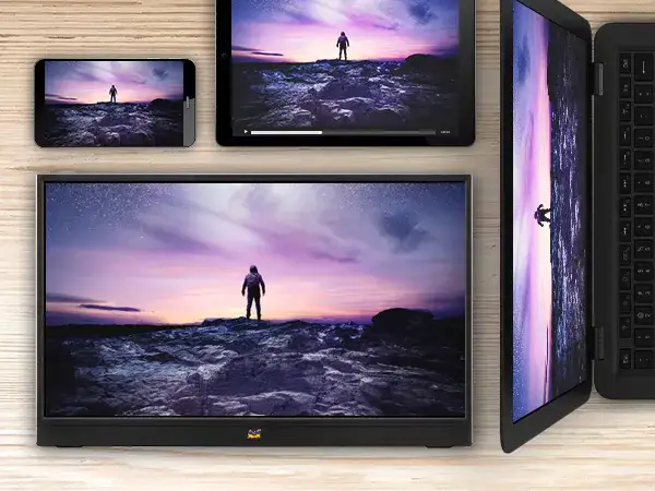 ViewSonic VA1653 portable monitor angled view