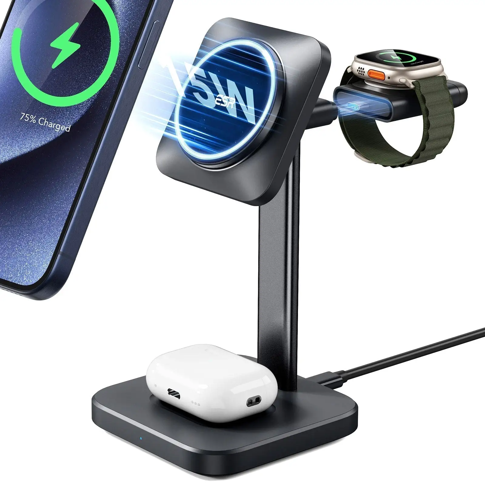 ESR Qi2 3‑in‑1 Charger Review: Fast but Fixed Angle