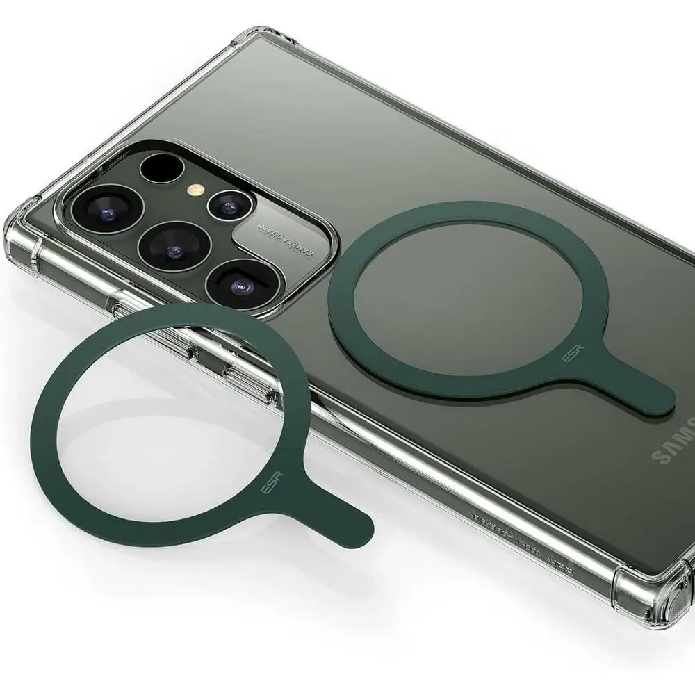 Close-up of ESR zinc alloy MagSafe phone grip build