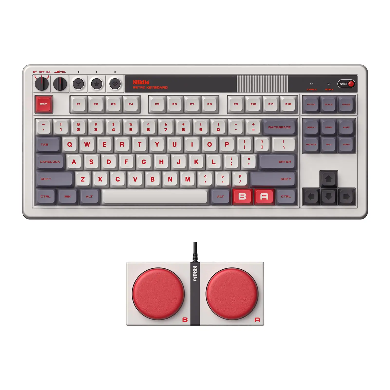 8Bitdo Retro Mechanical Keyboard NES design close-up
