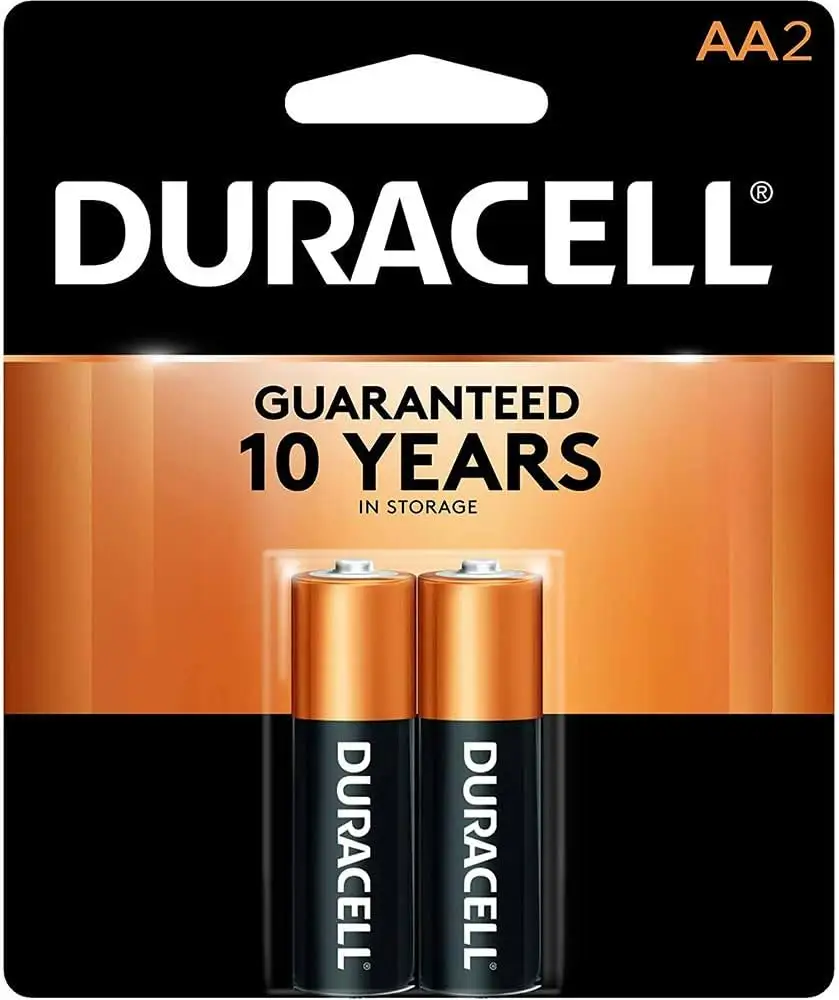 Duracell AA rechargeable batteries close-up on label