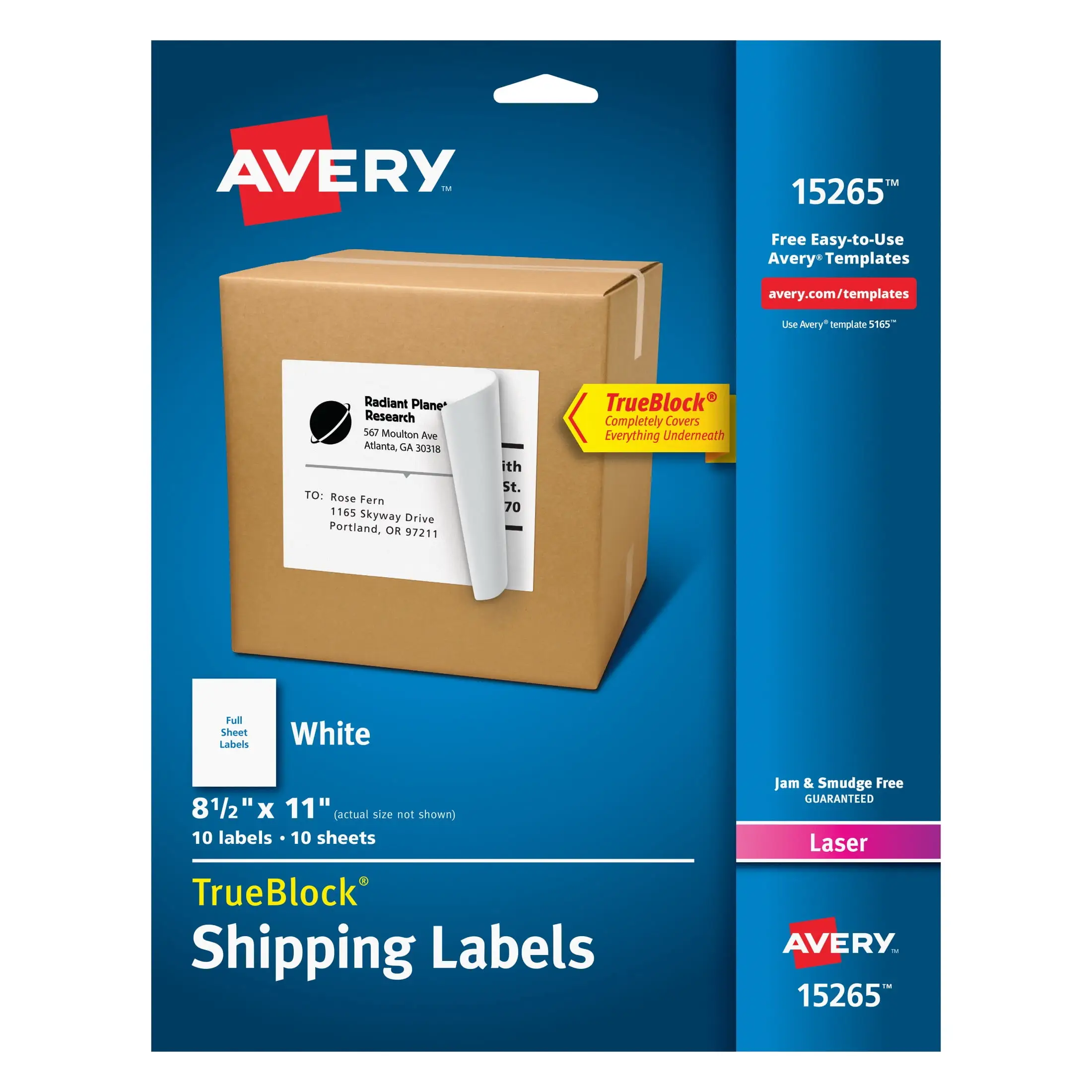 Avery 5126 shipping labels packaging front view