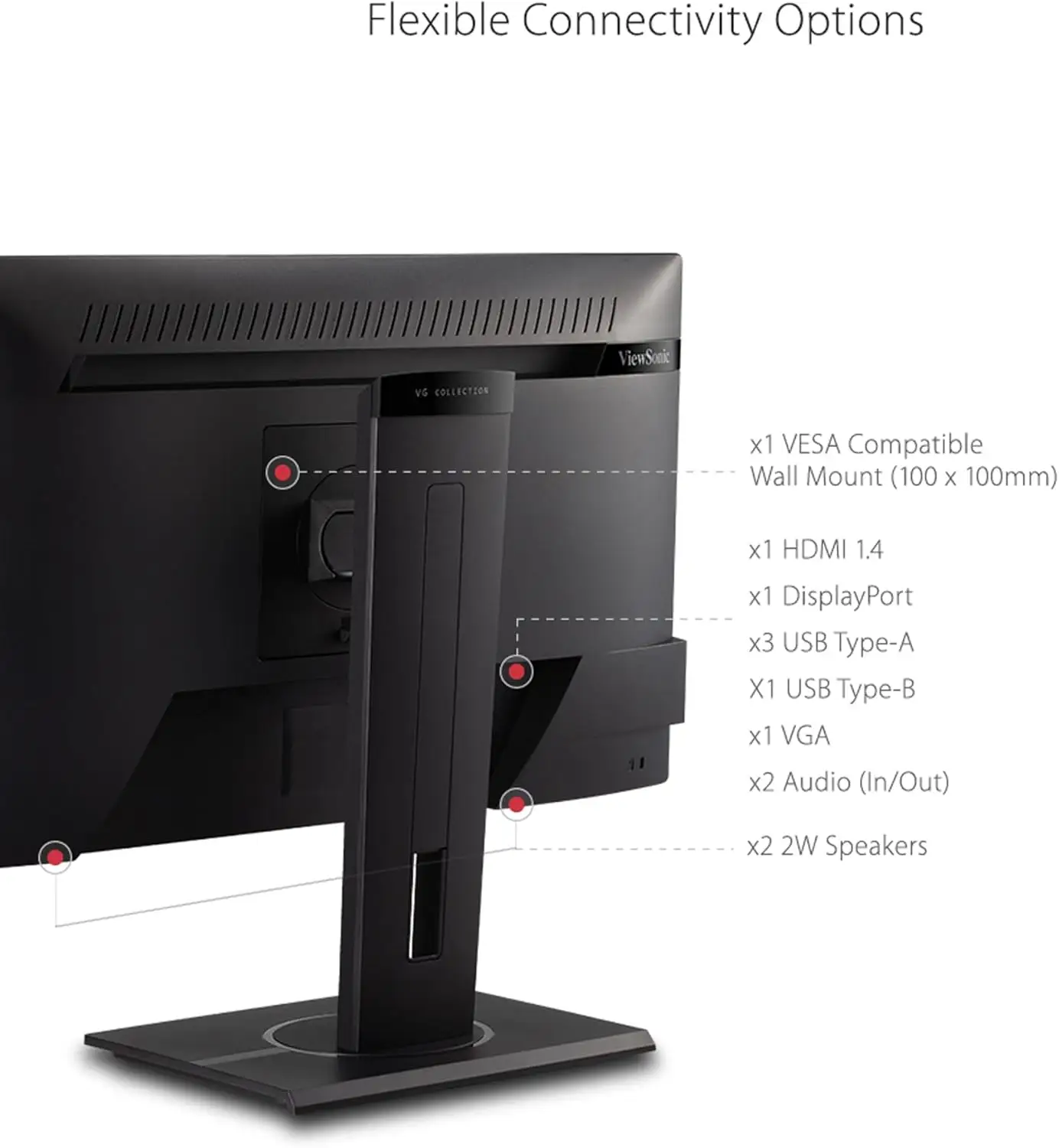 ViewSonic VG2440 monitor showing ergonomic adjustments