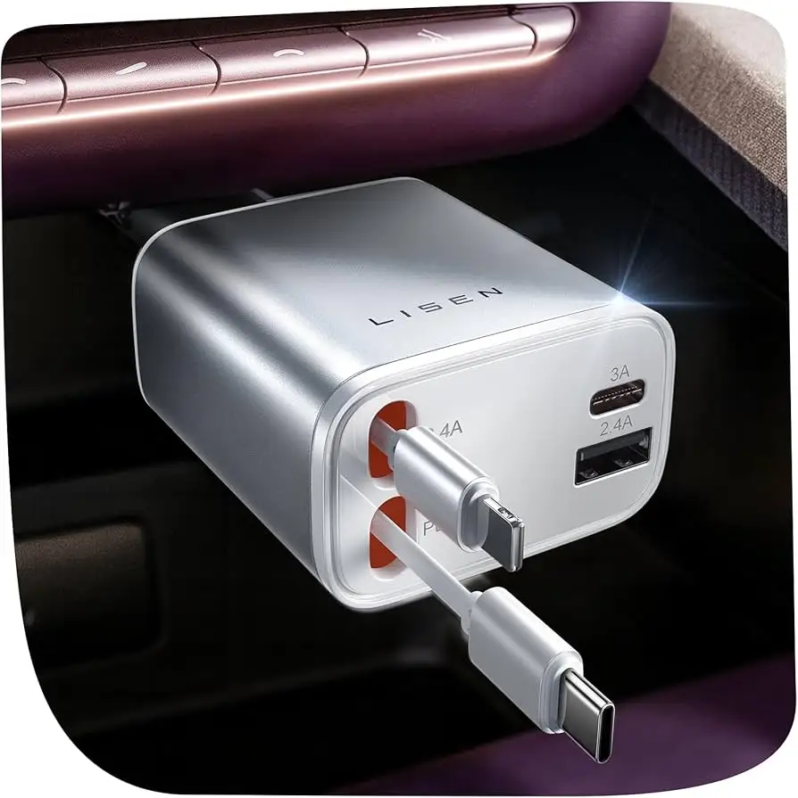 LISEN 57W Retractable USB-C Car Charger Review: 7.8/10
